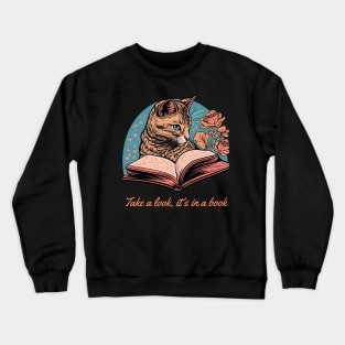 Cat and Book Retro 18 Crewneck Sweatshirt